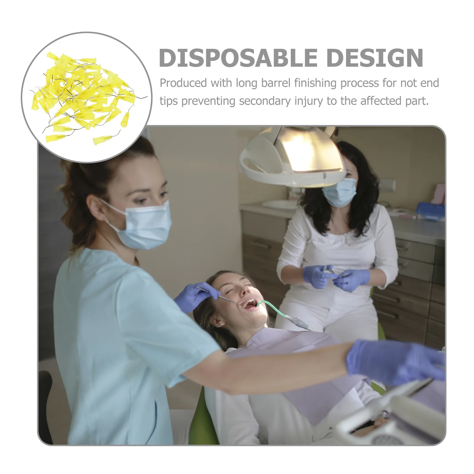 

100pcs Dental Syringe Tips Bent 20G 0.9Mm Yellow Disposable Oral Care Tool For Teeth Cleaning Surgery Pet Feeding Lightweight