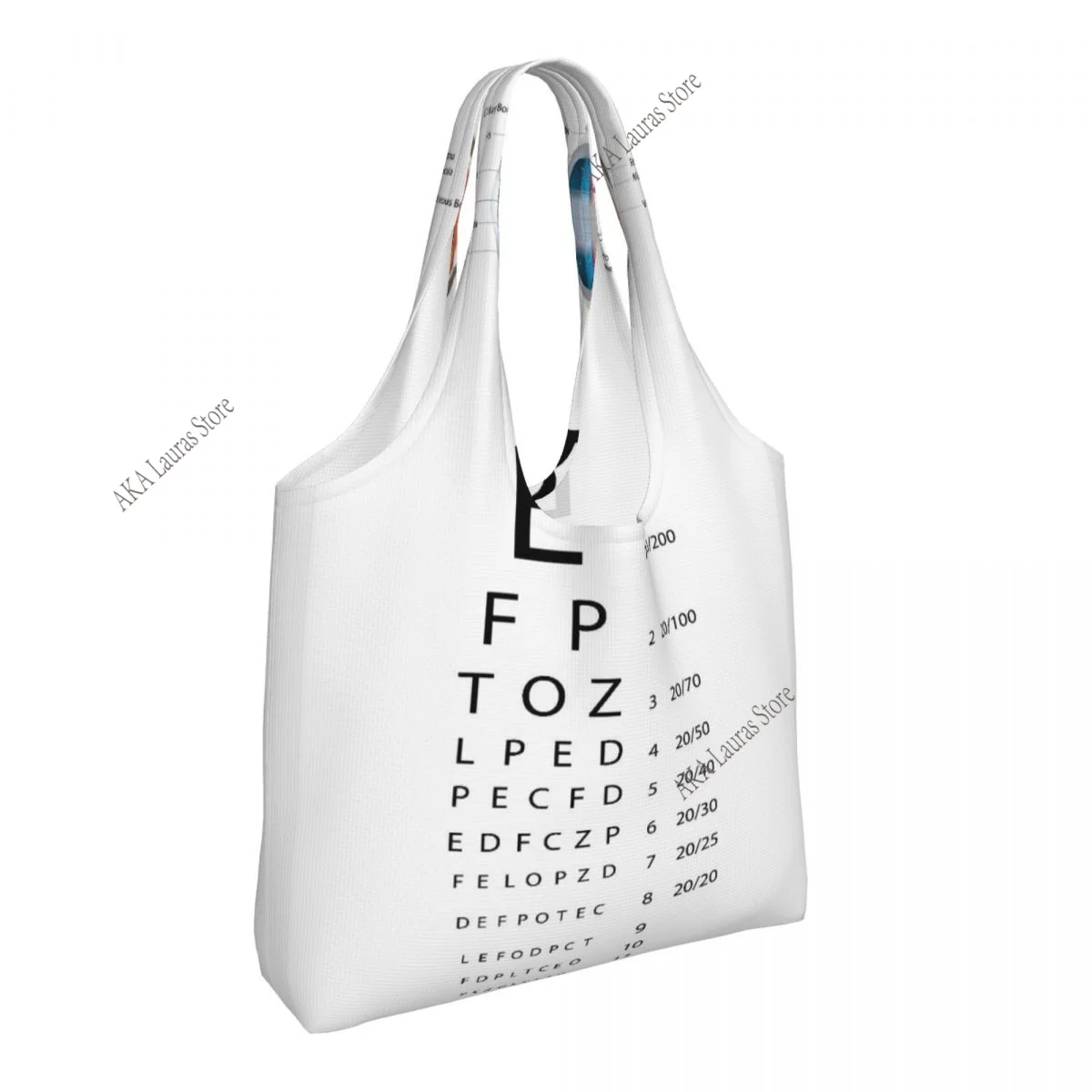 Shopping Bags Women Portable Funny Printed Snellen Chart Eye Exam Tote Big Capacity Grocery Shopper Tote Bags