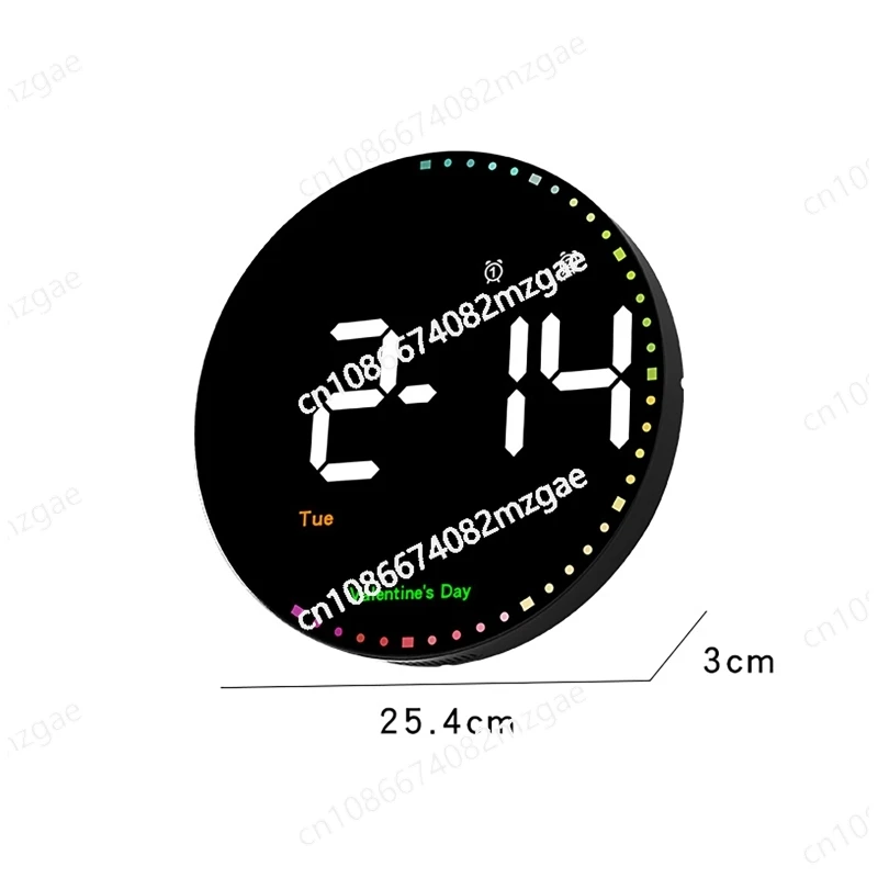 Multi-Functional Wall Hanging Electronic Clock with Calendar and Large LED Display, Dazzling Color Home Decor Timekeeper