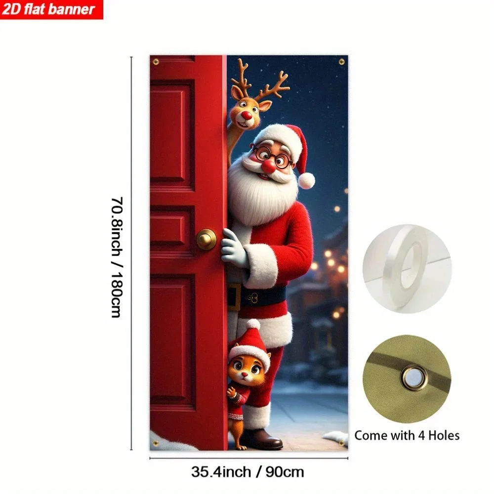 1 piece, 2D flat banner reindeer and cute cat probe welcome decoration