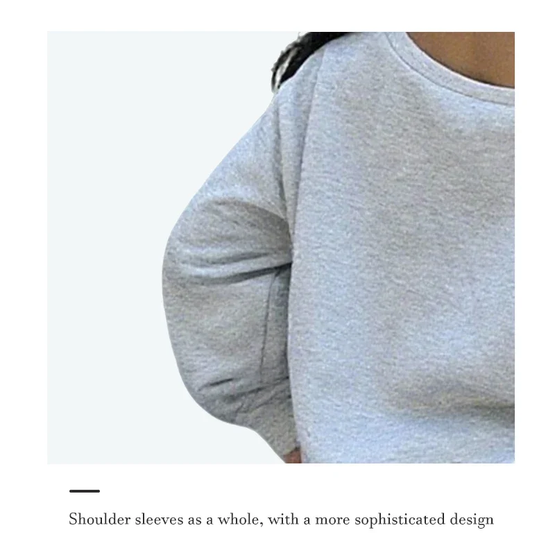 เสื้อฮู้ดแขนยาวแบบใหม่สำหรับผู้หญิงมีดีไซน์ที่หลวมสบาย พร้อมเสื้อเปิดไหล่และกางเกงลำลอง