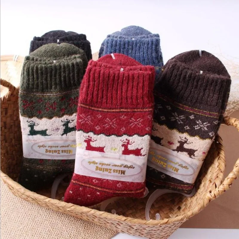 

Autunm Winter Deer Thicken Terry Socks 5 Colors Wool Warm Women Female Socks Wholesale 5 Pairs/lot Mix