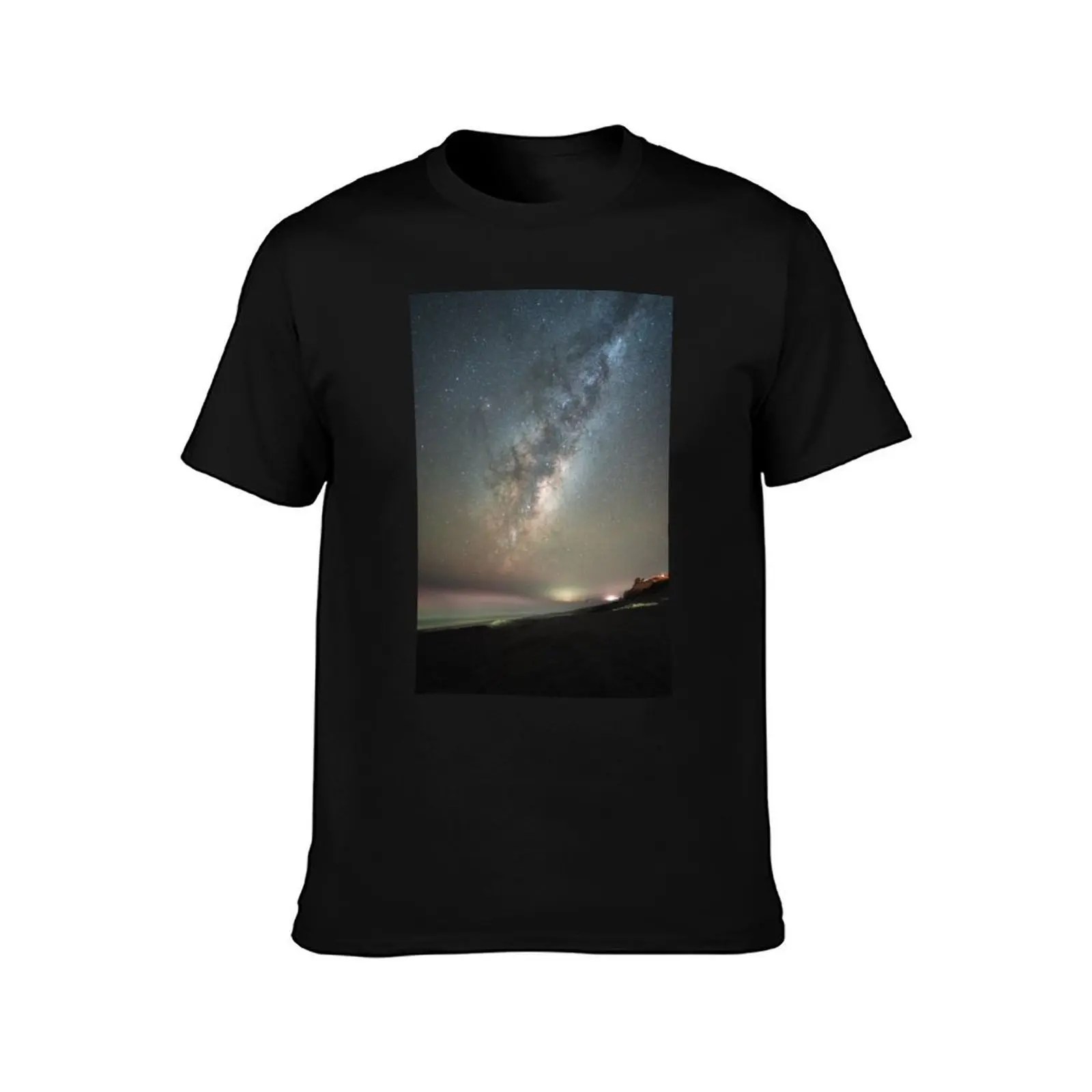 Galaxy Milky Way Photograph of its Full Beaty From The Shore of New Zealand T-Shirt Trendy Print Short Sleeve T-Shirt