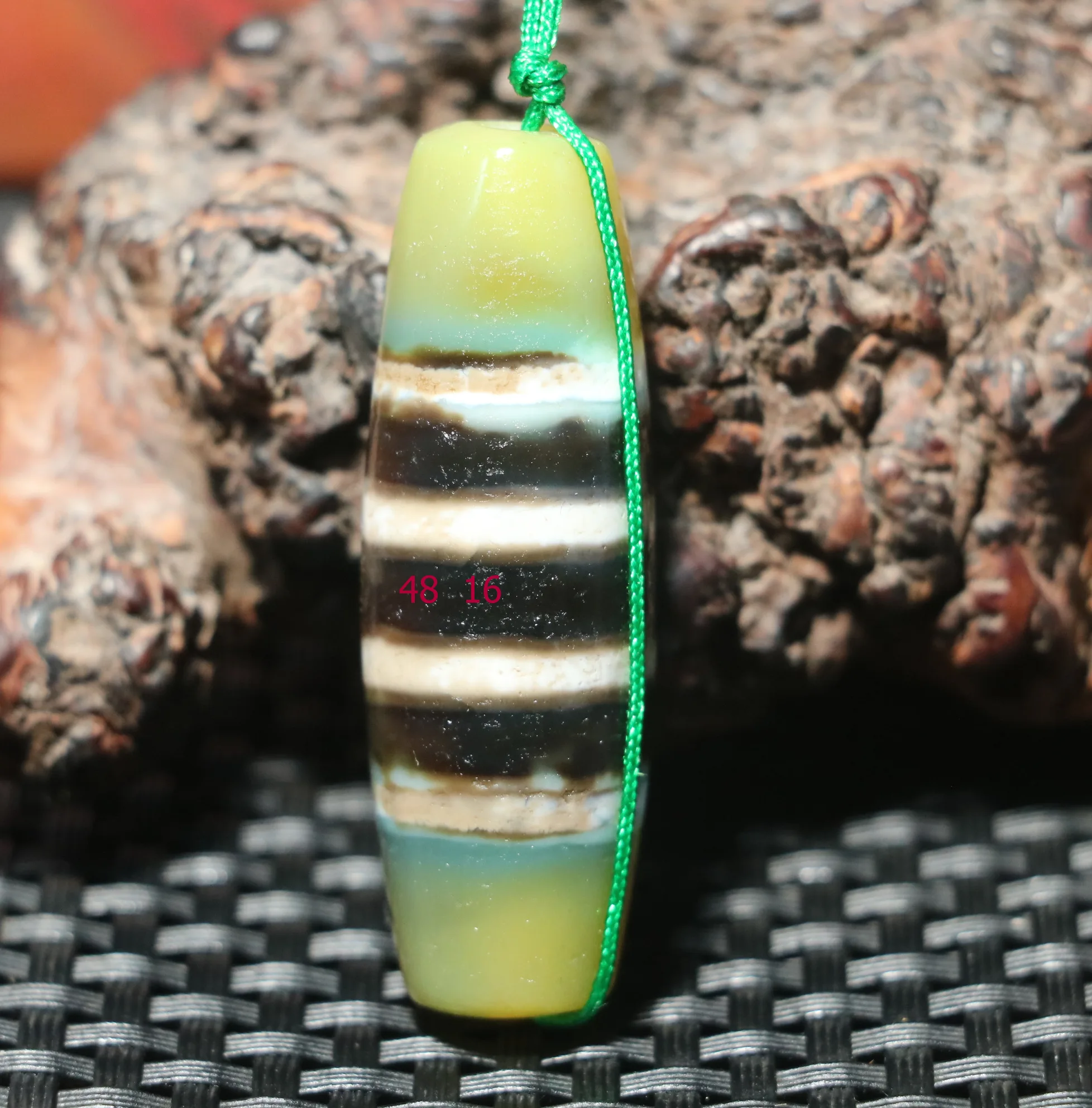 

Treasure Ultra Energy Tibetan Old Agate Line Type Healer Power Green Color dZi Bead Pendant Zzy Totem UPD231124K01