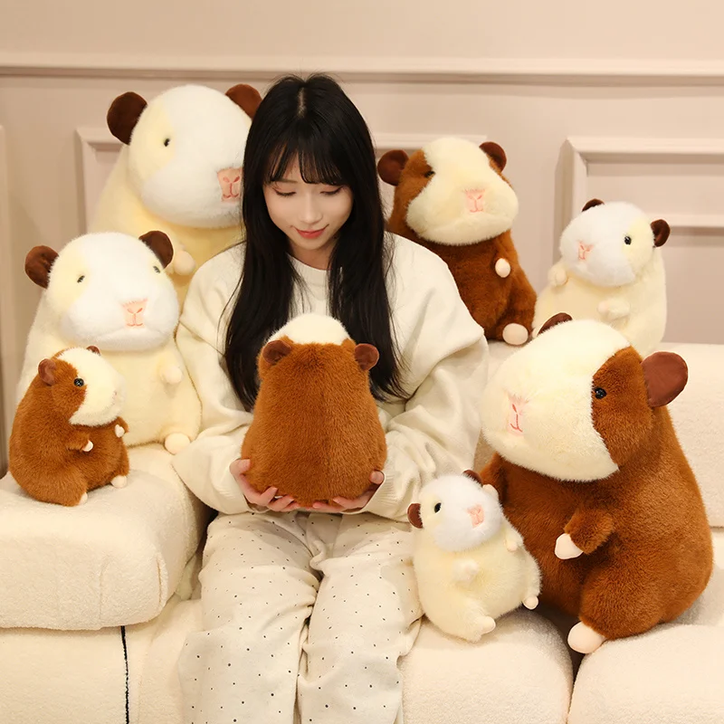 

21~45cm Cute Hamster Doll Plush Toy Stuffed Fatty Brown/Beige Cartoon Animal Plushie Comforting Birthday Present