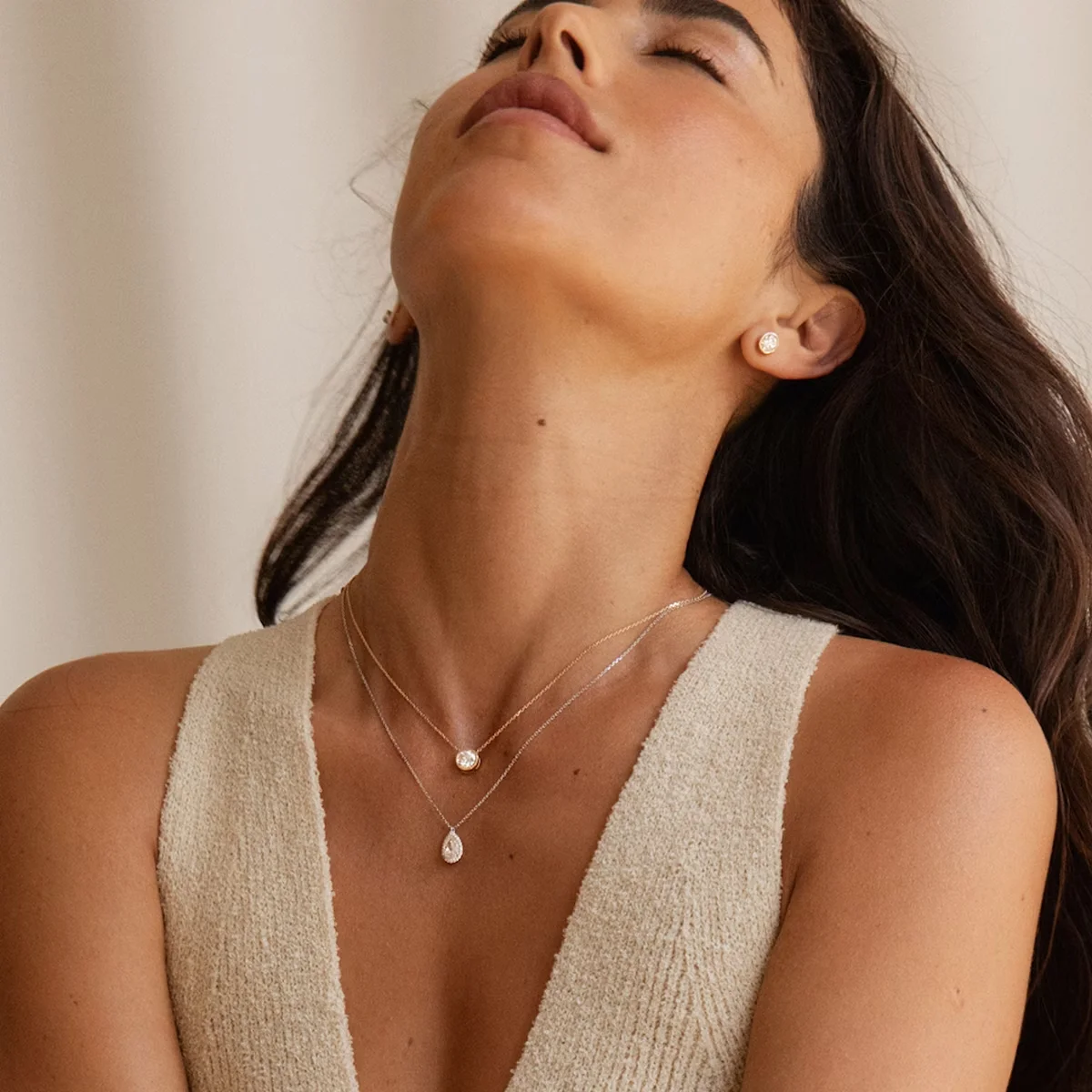 Dainty Teardrop Moissanite Necklace 2.5ct Pear Cut Halo Pendant  Adjustable 45+5cm Copper Chain  Elegant Daily & Occasion Jewelr