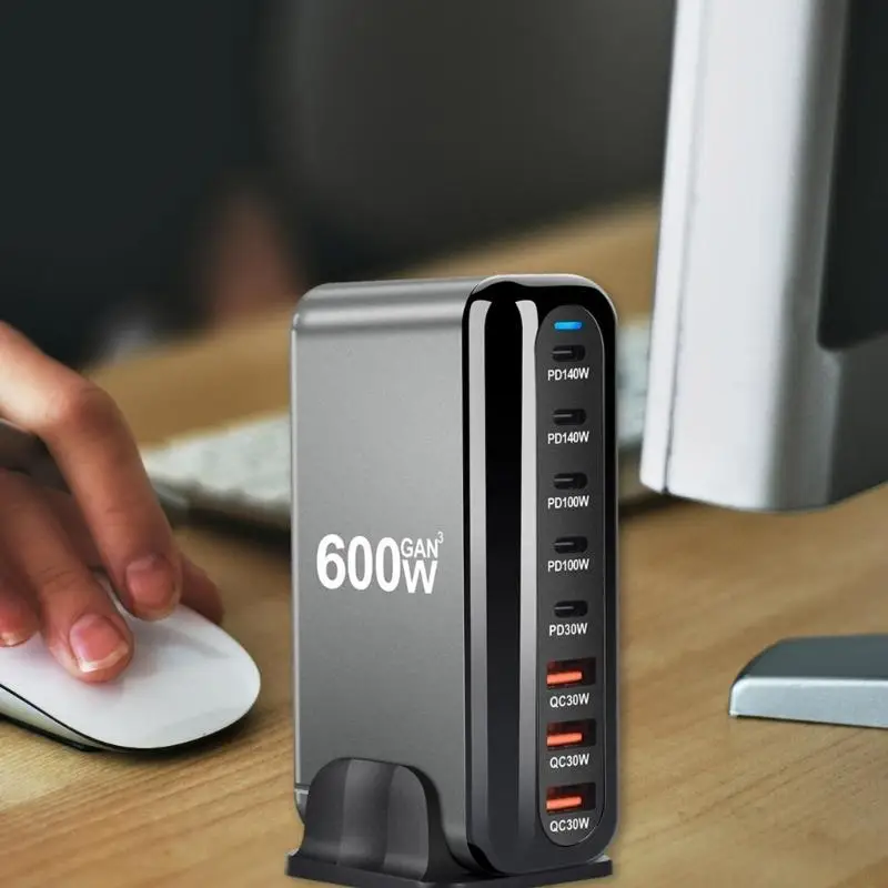 B03F 600W PD Fast Chargers 5 USB C 3 USB A 8 Port Quick Charging Cable for Phone Tablets