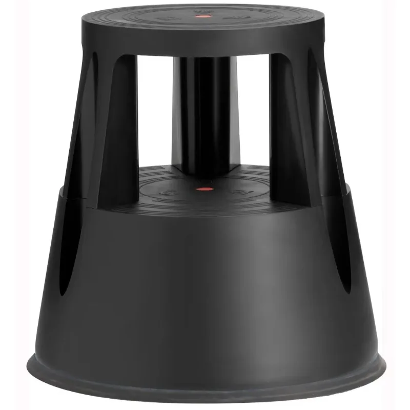 Heavy Duty Rolling Step Stool with Retractable Spring Casters, 150 kg Plastic Kick Stool for Warehouse Library and Office