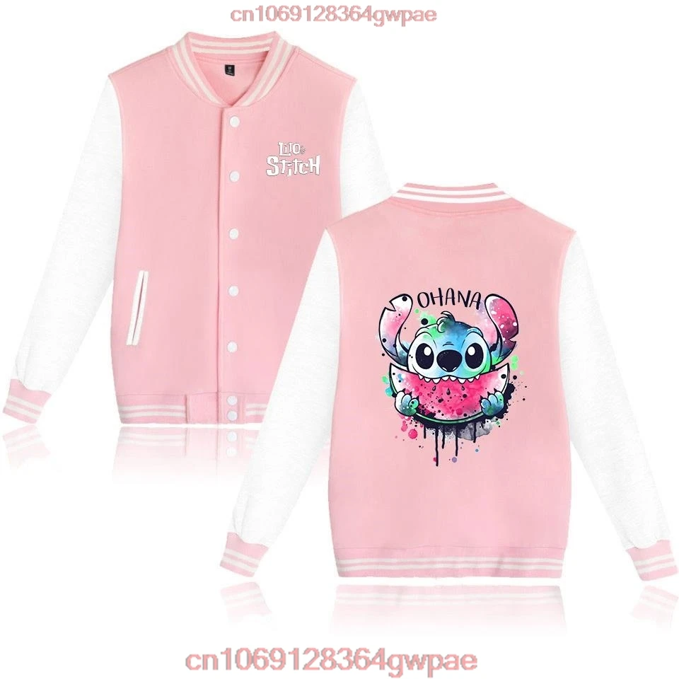 Disney Lilo Stitch Baseball Jacket Men Women Hip Hop Harajuku Disney Jackets Streetwear Kids Boys Girls Loose College Coats