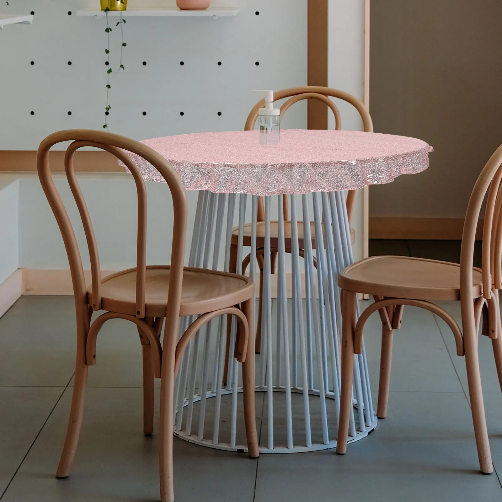 

White Tablecloth Soft Polyester Glitter Chic Table Cover Party Holiday Decorative Multi-Function Table Accessory