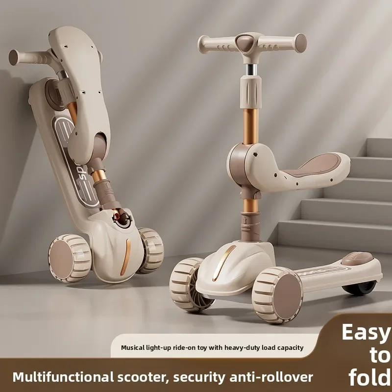 3-in-1 Children's Scooter: A Scooter for Boys and Girls That Can Be Sat On or Ridden