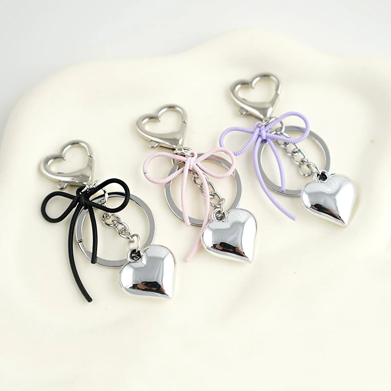 Delicate Sweet Bowknot Pendant Keychain Phone Lanyard Fashion Heart Keyring Backpack Hanging Decoration Accessories Gifts