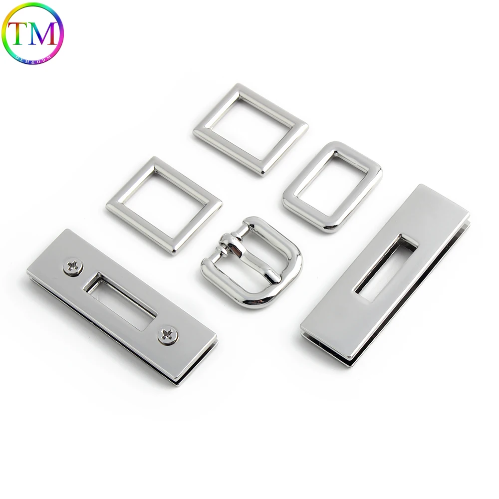 1/4/8Sets Silver Metal Bags Clasp Lock Eyelets Twist Locks For Shoulder Handbag Strap Purse Rivets Pin Buckle Ring Accessories