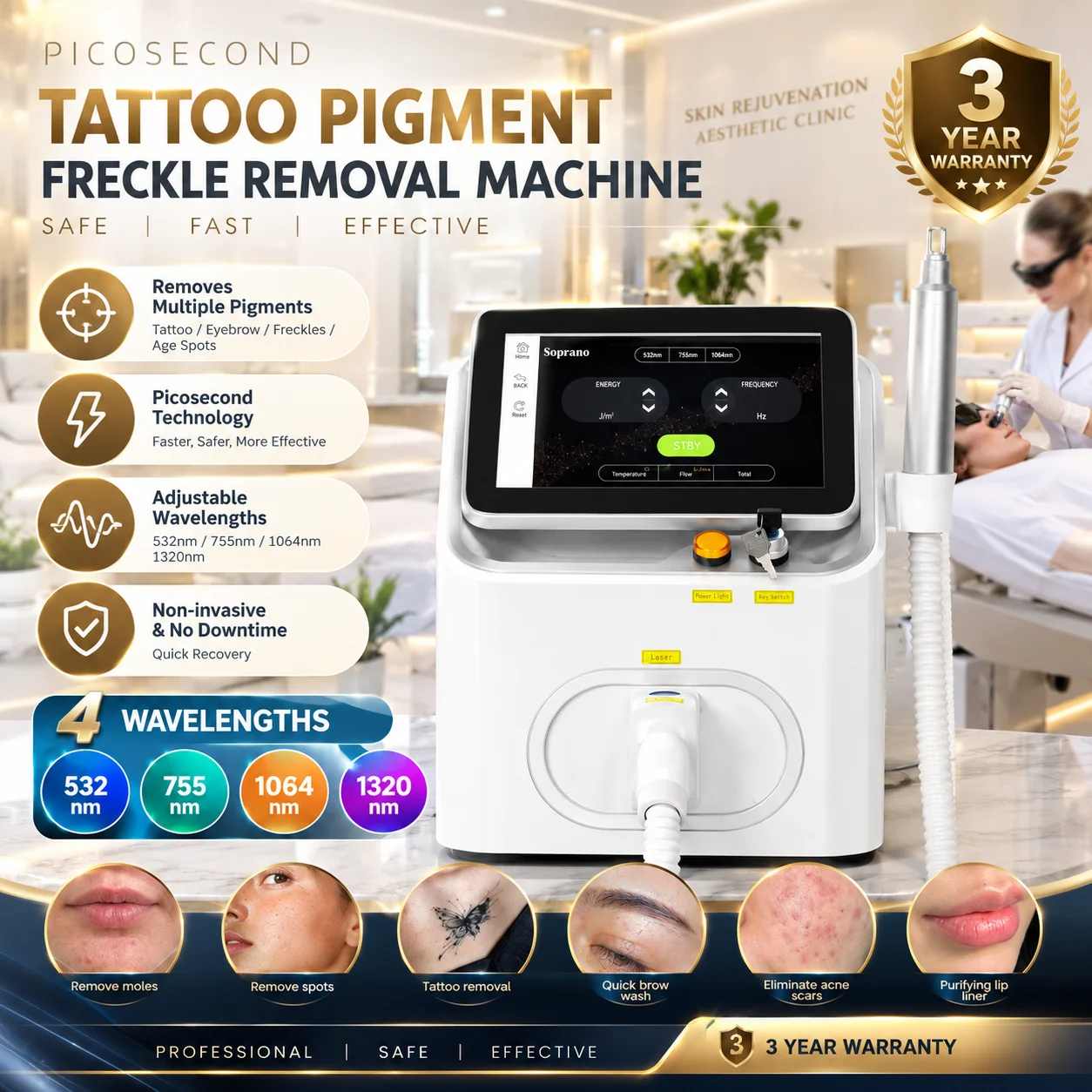 Professional Ice Titanium Diode Hair Removal Machine Portable 4 Wavelength Alexandrite Device for Efficient Hair Removal with 10
