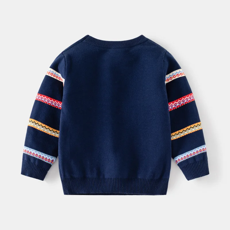 New Year Kid Sweater Long Sleeve Cartoon Print Deer Casual Loose Pullover Knitwear Baby Girl Boy Sweater Christmas Child Clothes