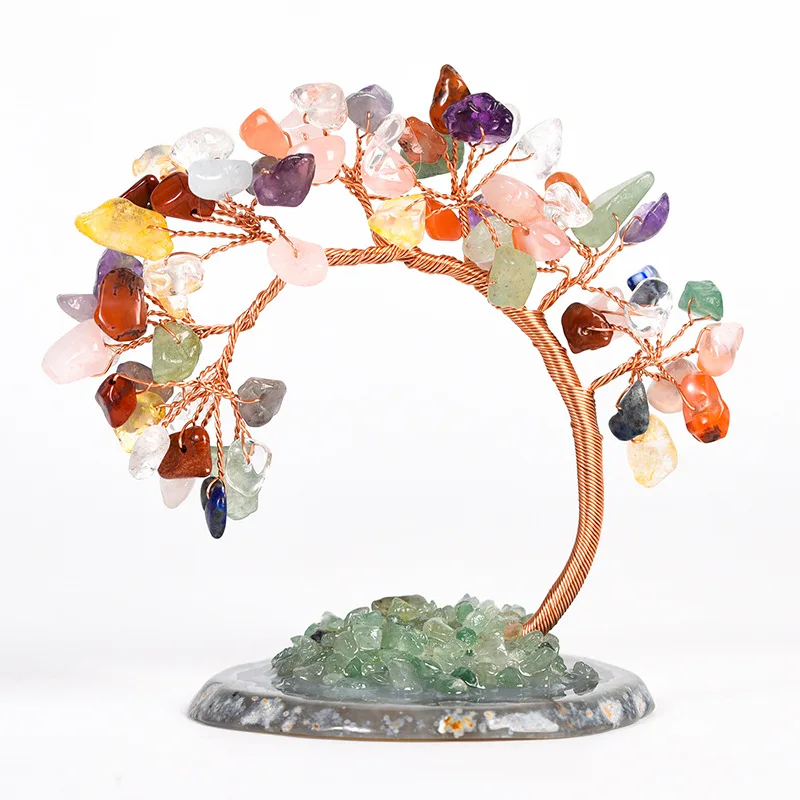 

Natural Crystal Tree Amethyst Rose Quartz Olivine Lucky Tree Decor Agate Slices Gravle Stone Mineral Ornaments Home Decor Gifts