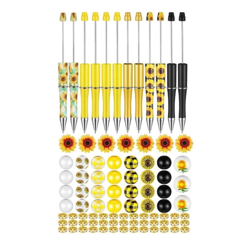 86Pcs DIY Ballpoint Pen Beadable Ballpoint Pen Set Including Wooden Craft Beads