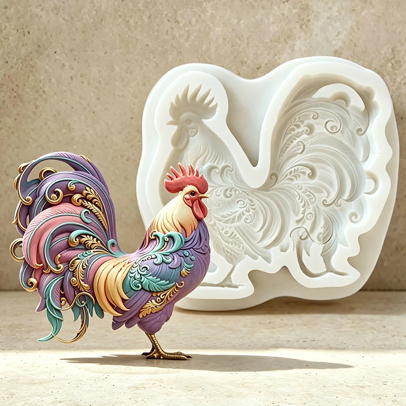 Rooster Silicone Mold for Sugarcraft Resin Cupcake Baking Fondant Cake Decorating Tools