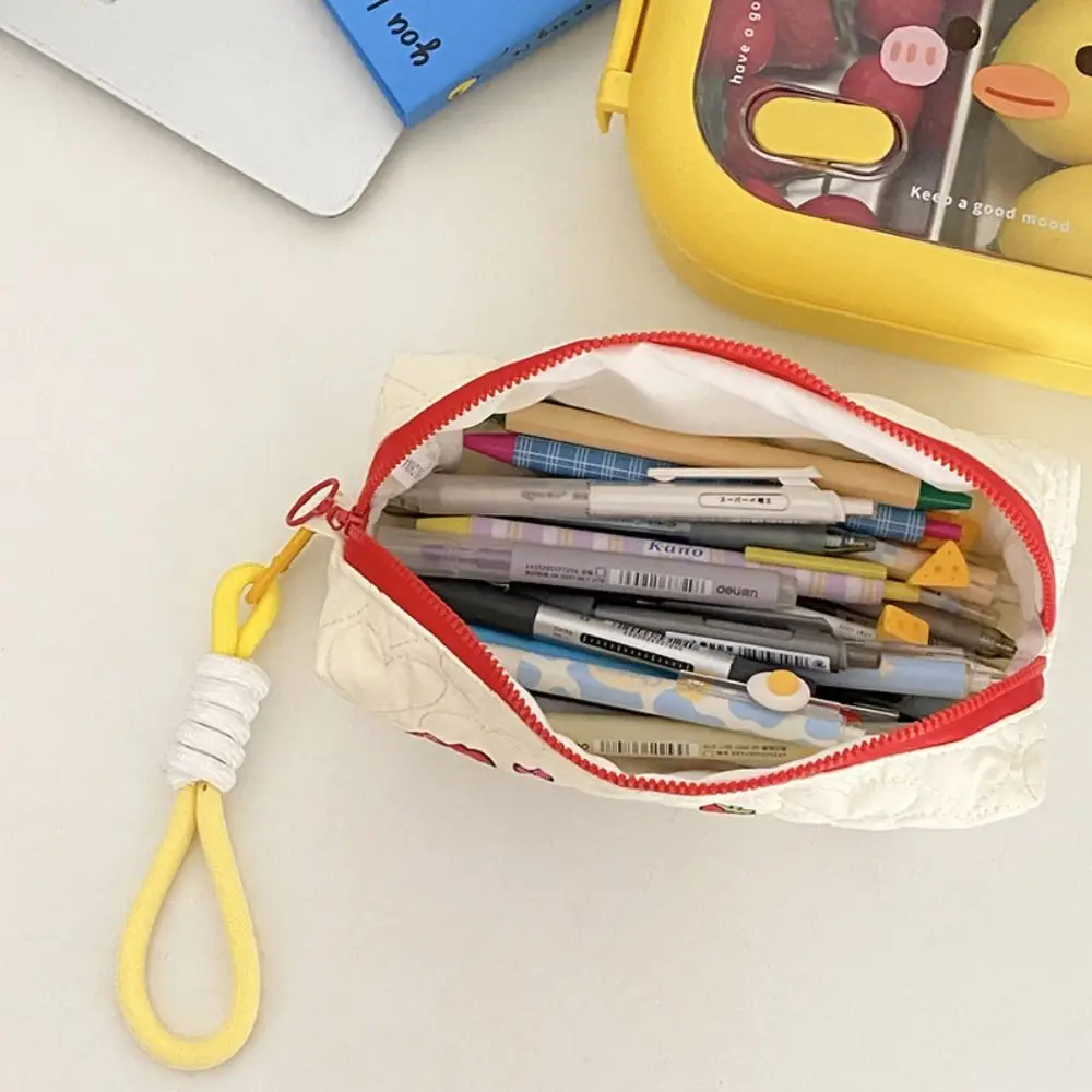 Cute Tomato Pencil Case Kawaii Multi-functional Stationery Storage Pouch Cartoon Handheld Pencil Box Office