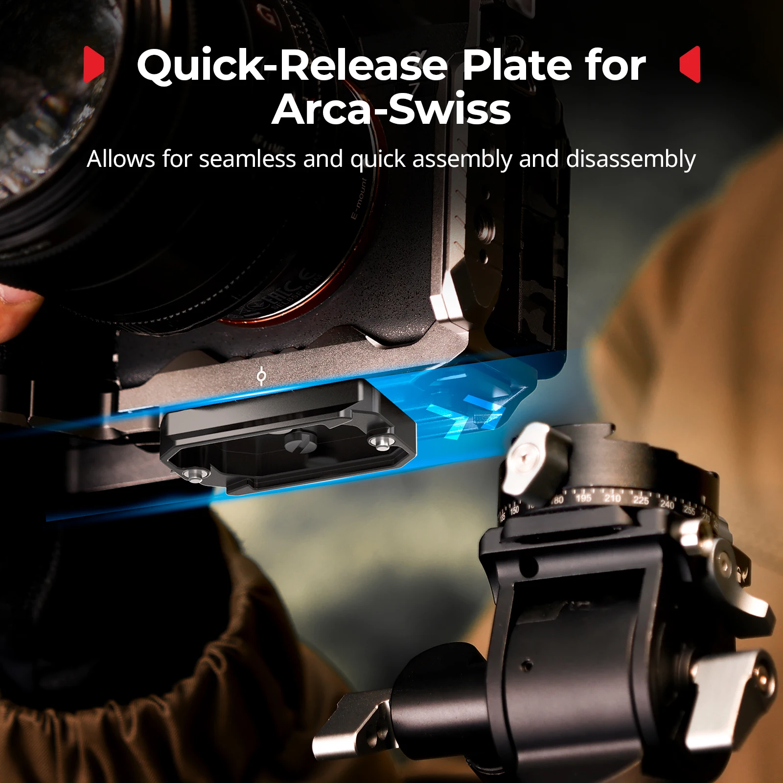 SmallRig Arca형 마운트 플레이트 키트(15mm 듀얼 로드 클램프 포함) 범용 통합 Arca-Swiss 베이스플레이트(퀵 릴리스 플레이트 5365 포함)