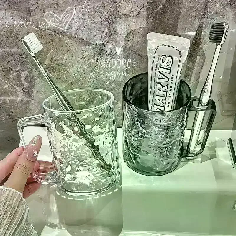 Plastic Mouthwash Toothbrush Cup With Handle Home Bathroom Tumblers Portable Mug Transparent Toothbrush Holder