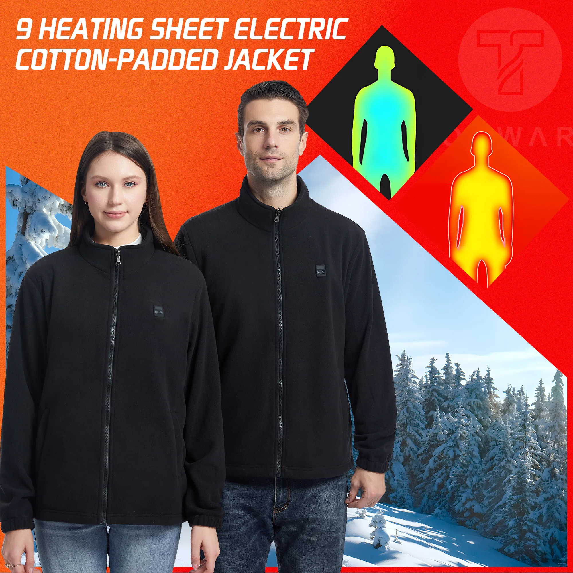 TODWARM Heated Jacket Fleece fleece Jacket Heated Winter Women Electric Usb Heater Jacket Man Thermal Vest Body Warmer Coat