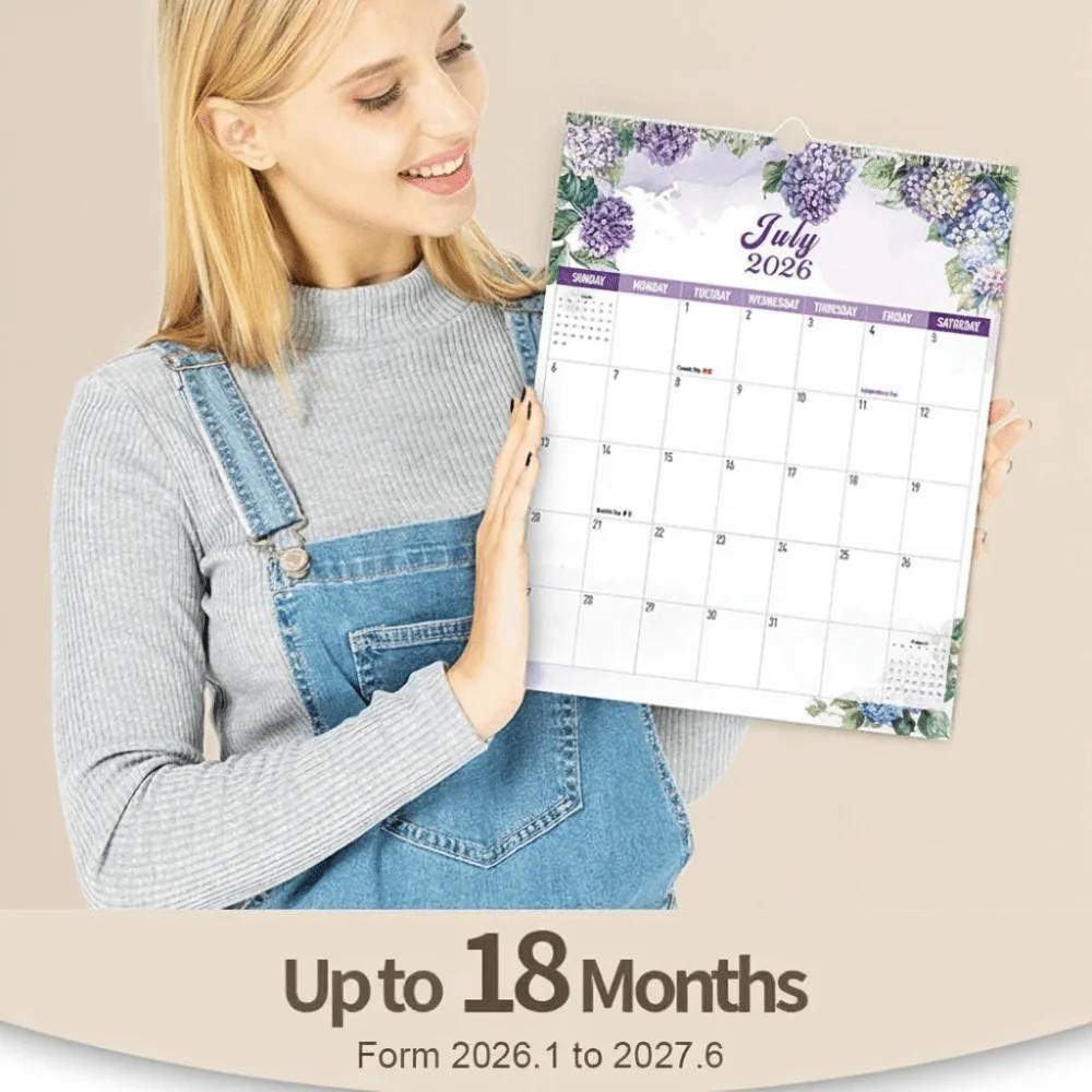 2026 يناير.- 2027 يونيو. تقويم الحائط دوامة ملزمة زهرة نمط معلق التقويم 18 شهرًا جدار جبل مخطط الحائط استخدام المكتب #4