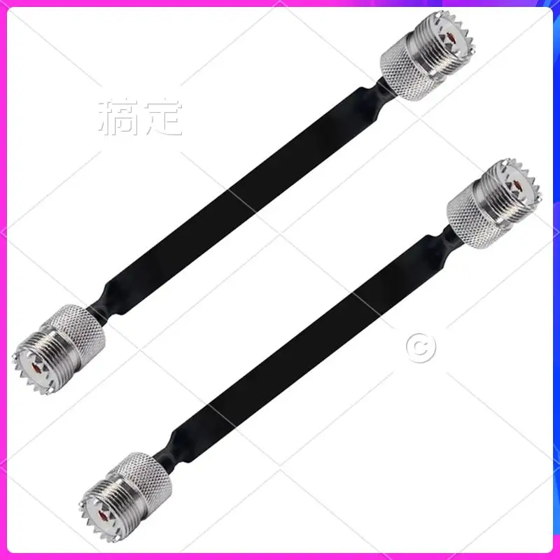 T24C 2er-Pack 40 cm HF-Koaxialkabel für Fenster/Türen, Flachkabel, SO239 UHF-Buchse auf UHF-Buchse, 50 Ohm