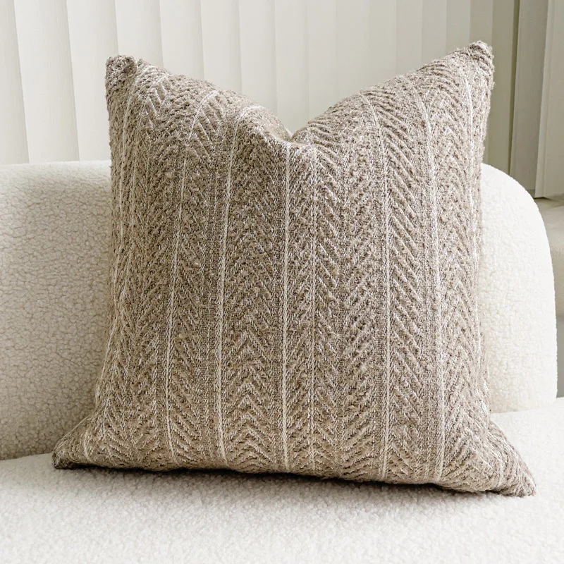 Wool Blend Cushion Cover Jacquard Geometric Brown Pillow Cover Decorative Living Room Sofa Home Decor Pillow Case 45x45 50x50