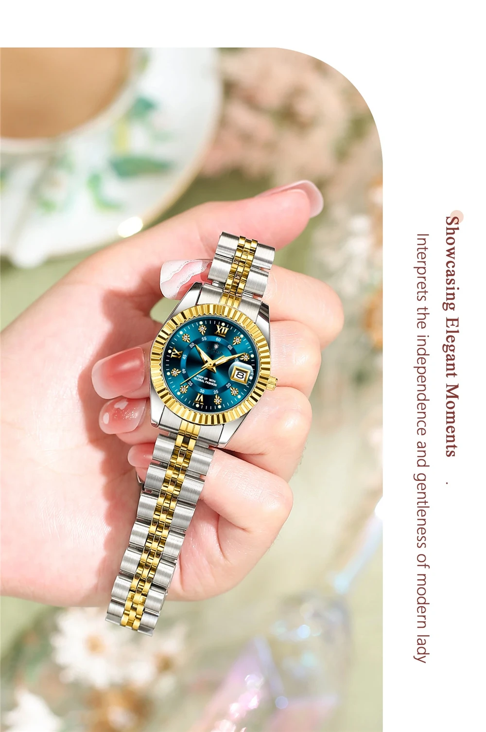 Jam Tangan Quartz Fashion 28MM Baru untuk Wanita, Jam Tangan Mewah Berlian Kecil Warna Emas untuk Wanita, Tudo Por 1 Real Reloj Muje