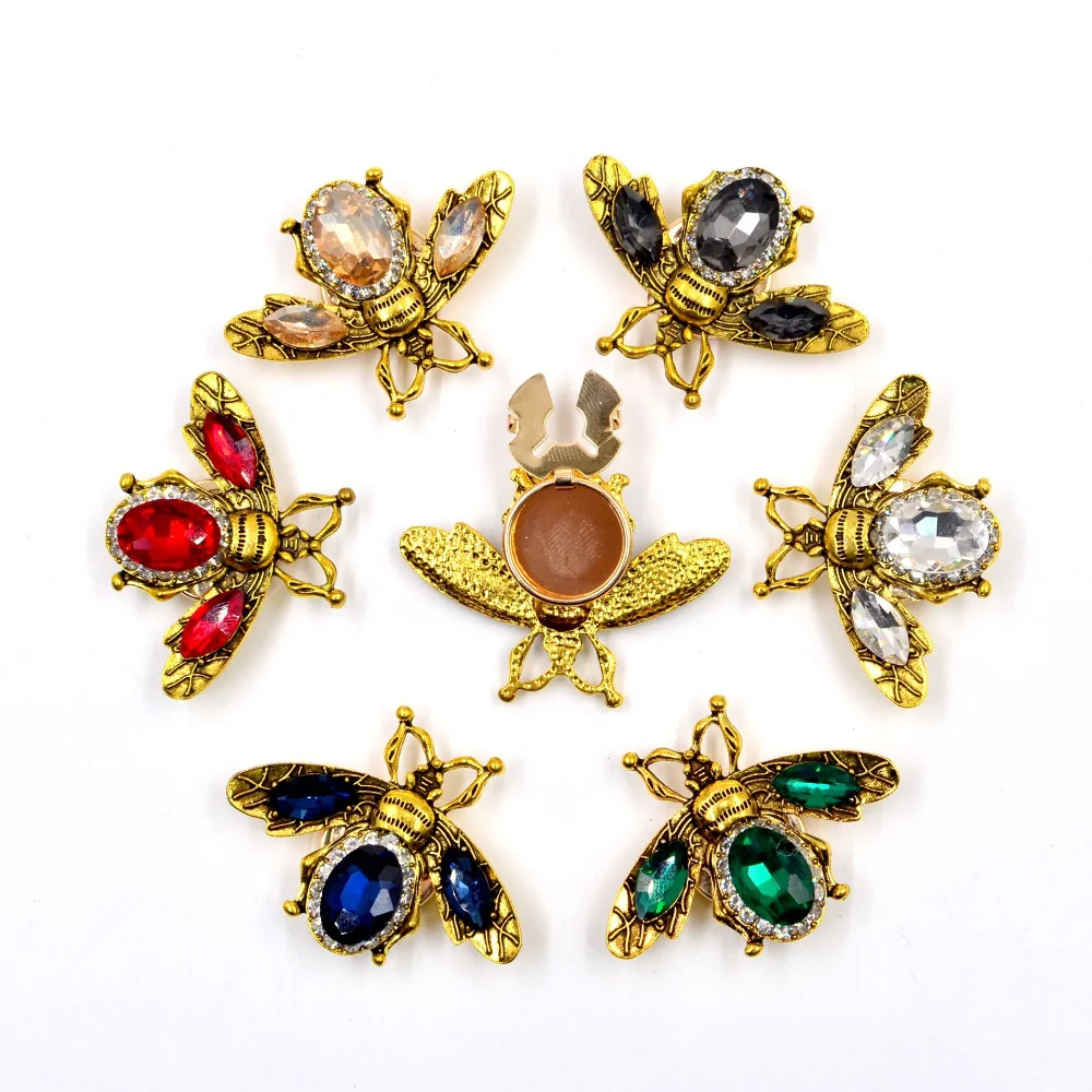 1 pcs Exquisite Vintage Bee Shirt Button Vintage Bronze Diamond Buttonhole Cover Clothing Shirt Dress Decoration Accessory