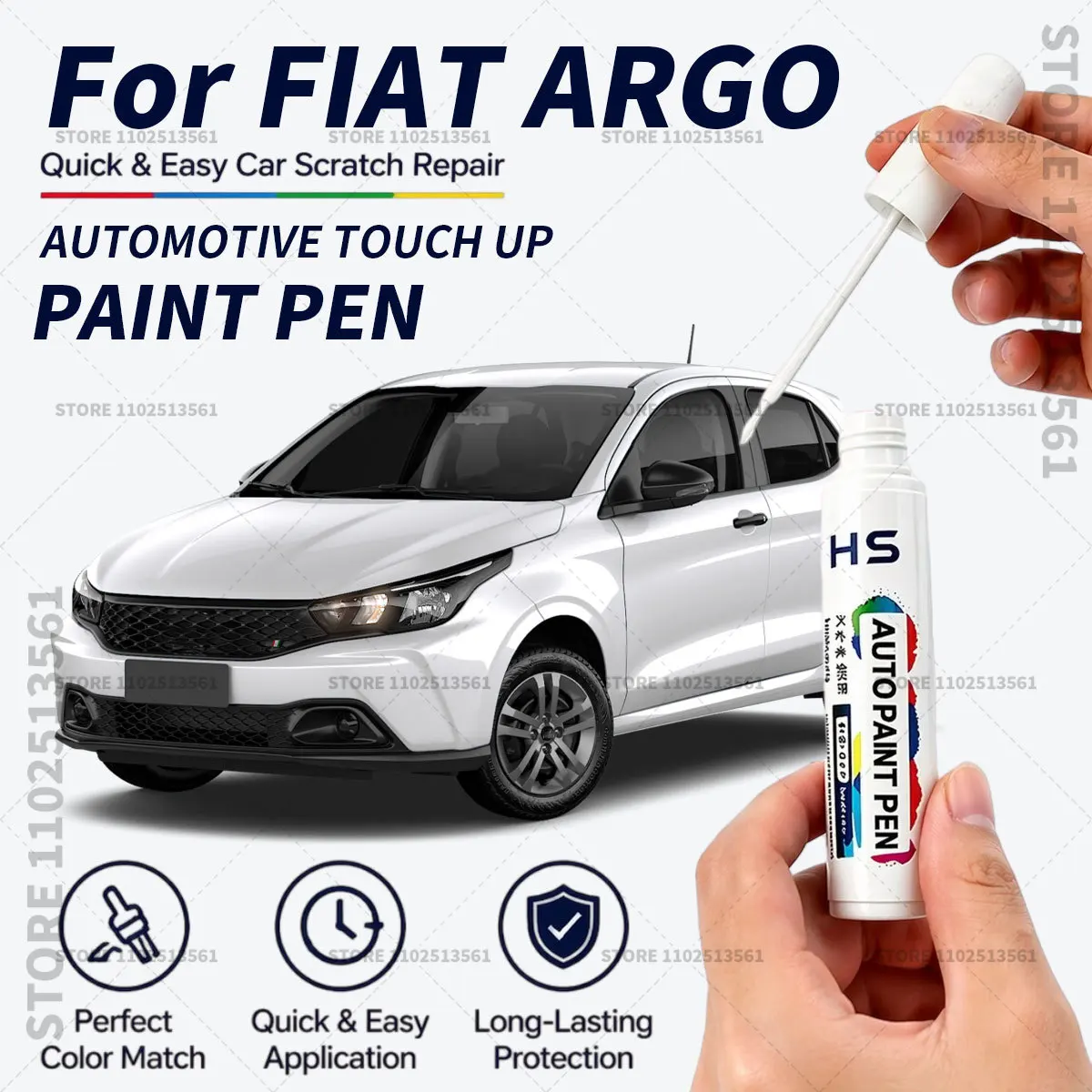 Bolígrafo de Pintura para Retoques de Automóviles FIAT ARGO, Herramienta de Reparación de Arañazos, Color Gris Nardo, Blanco, Negro Nero Vulcano, Rojo Montecarlo, Azul