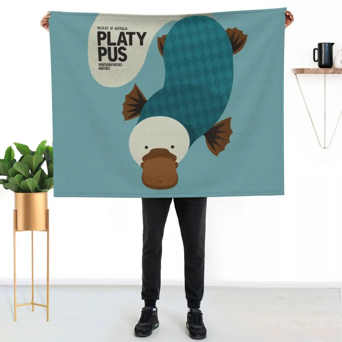 Retro Platypus Throw Blanket Cozy Napping Blanket Gift for Mom Dad