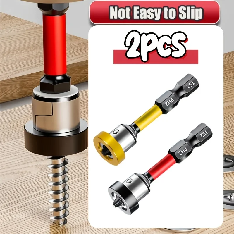 Magnetic Drill Bit Set 2/5 Pcs Black Silver Red Yellow Heavy Duty Anti Slip Anti Shock Magnetic Tip Wood Ceiling Floor Impact
