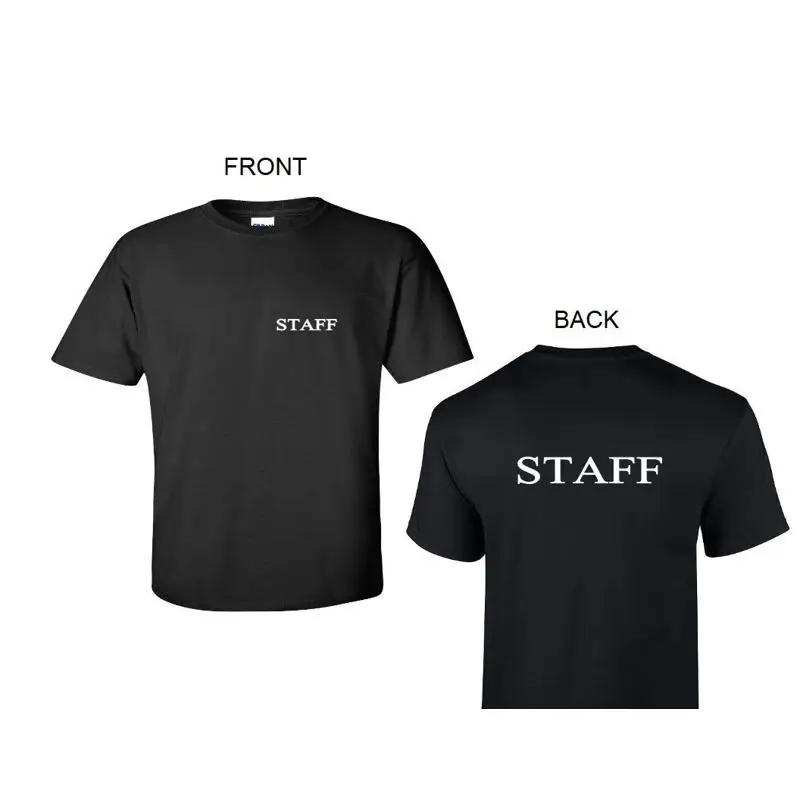 

Футболка STAFF спереди и сзади, ресторан, кухня, повар, шеф-повар, клуб, черная