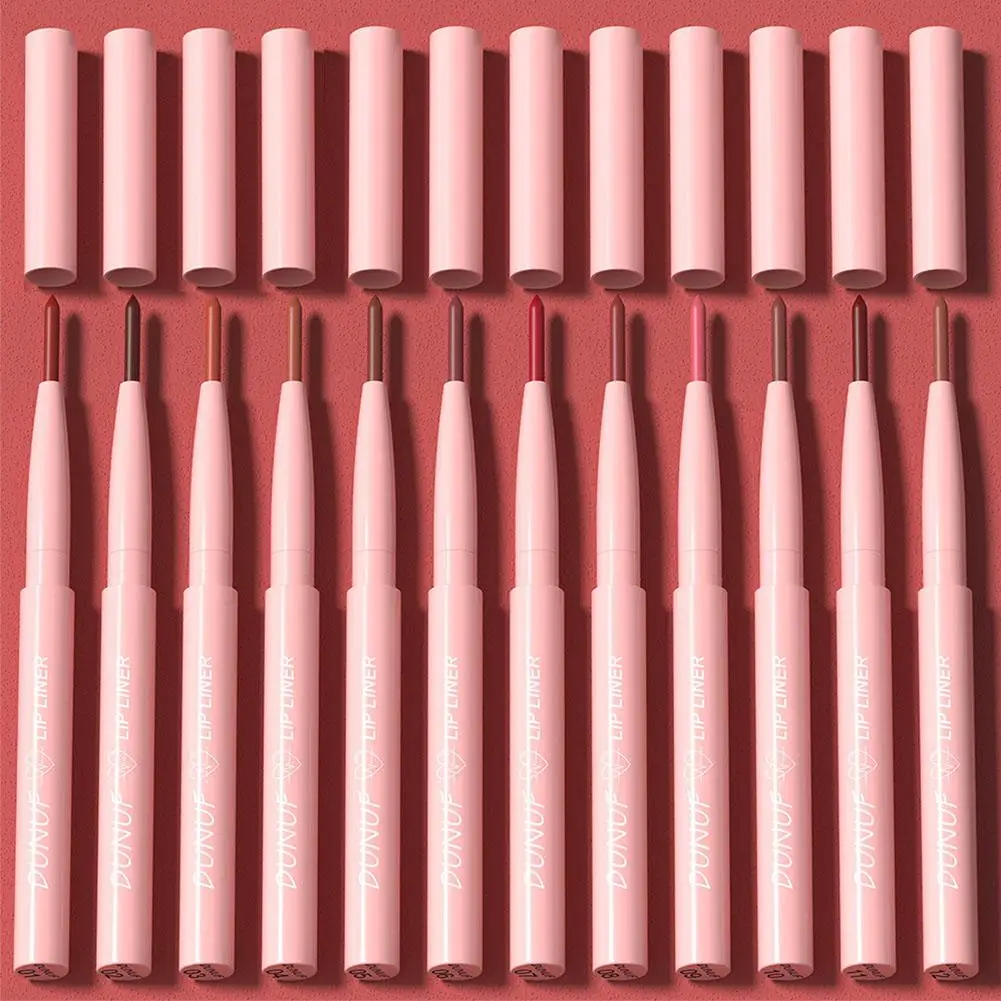 Matita per labbra opaca in velluto a 12 colori adatta a più toni della pelle che riempie le linee delle labbra sbiadite leviganti cura delle labbra setosa impermeabile