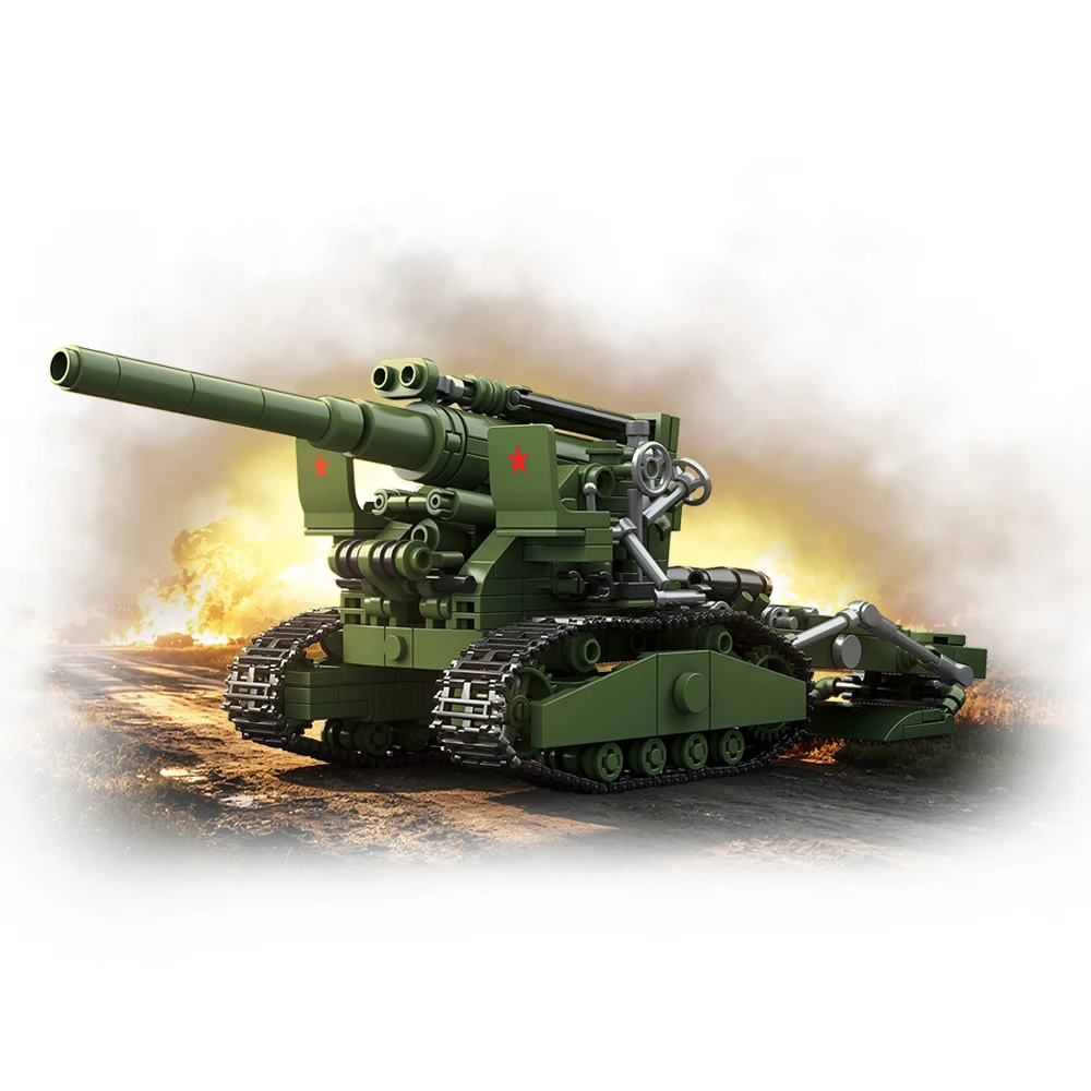 World War Army Military Soldiers SWAT B-4 M1931 203MM Howitzer Assemble Model Building Blocks Bricks DIY Toys Gift