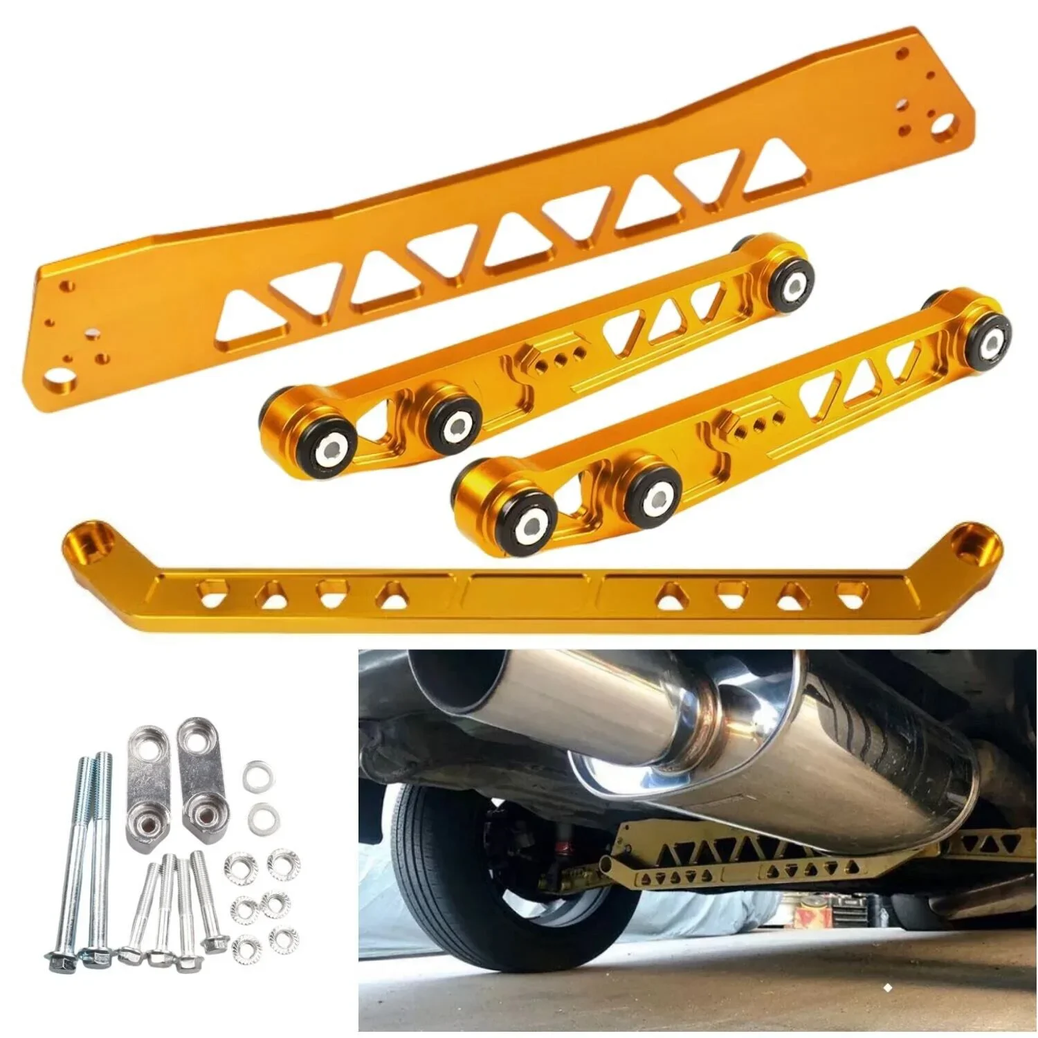 Aluminum Rear Subframe Brace+Rear Lower Tie Bar+Rear Lower Control Arm Fit For Honda Civic EG 92-95 For Del Sol 93-97 Auto Parts