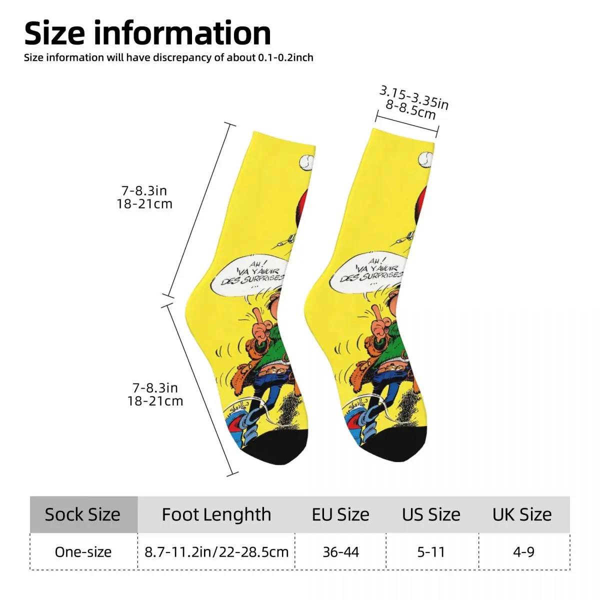 Gaston Lagaffe Anime Unisex Winter Socks Hip Hop Happy Socks Street Style Crazy Sock