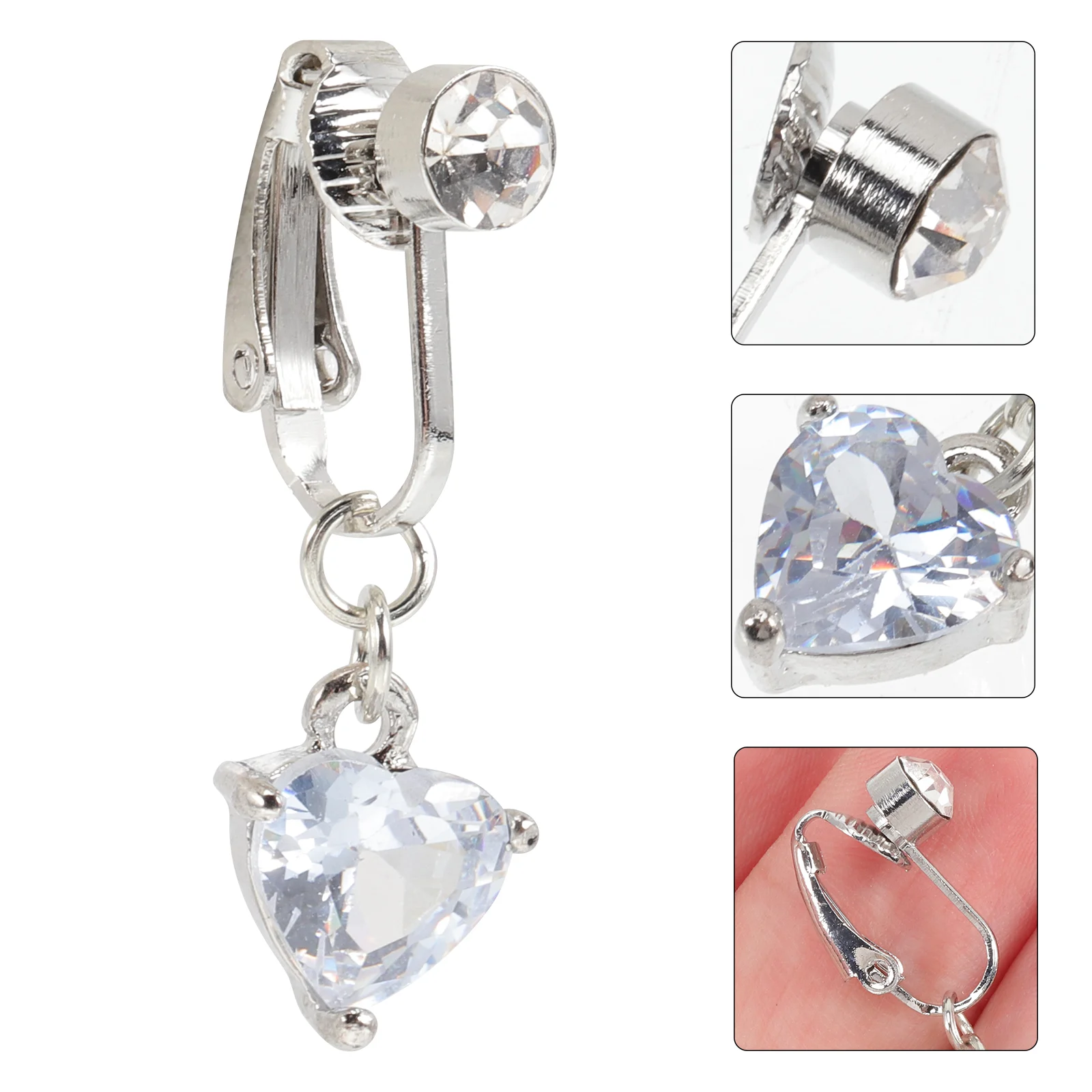 Navel Fake Belly Non Piercing Rings for Women Zircon Clip Button Perforation