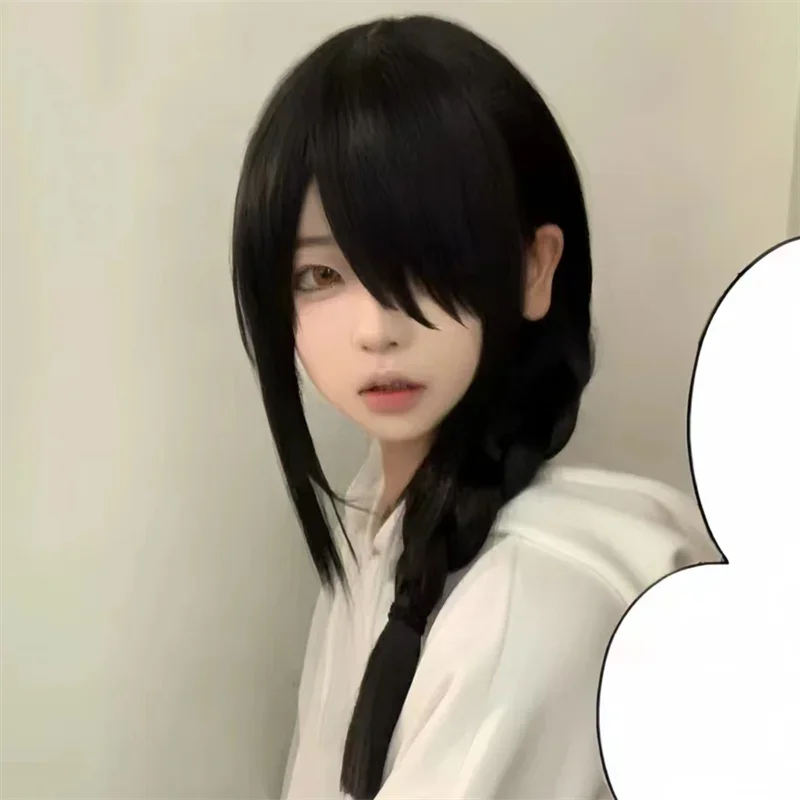 Anime Chainsaw Man Nayuta Parrucca Cosplay per adulti Capelli lunghi neri a treccia Parrucche sintetiche resistenti al calore Carnevale di Halloween Prop