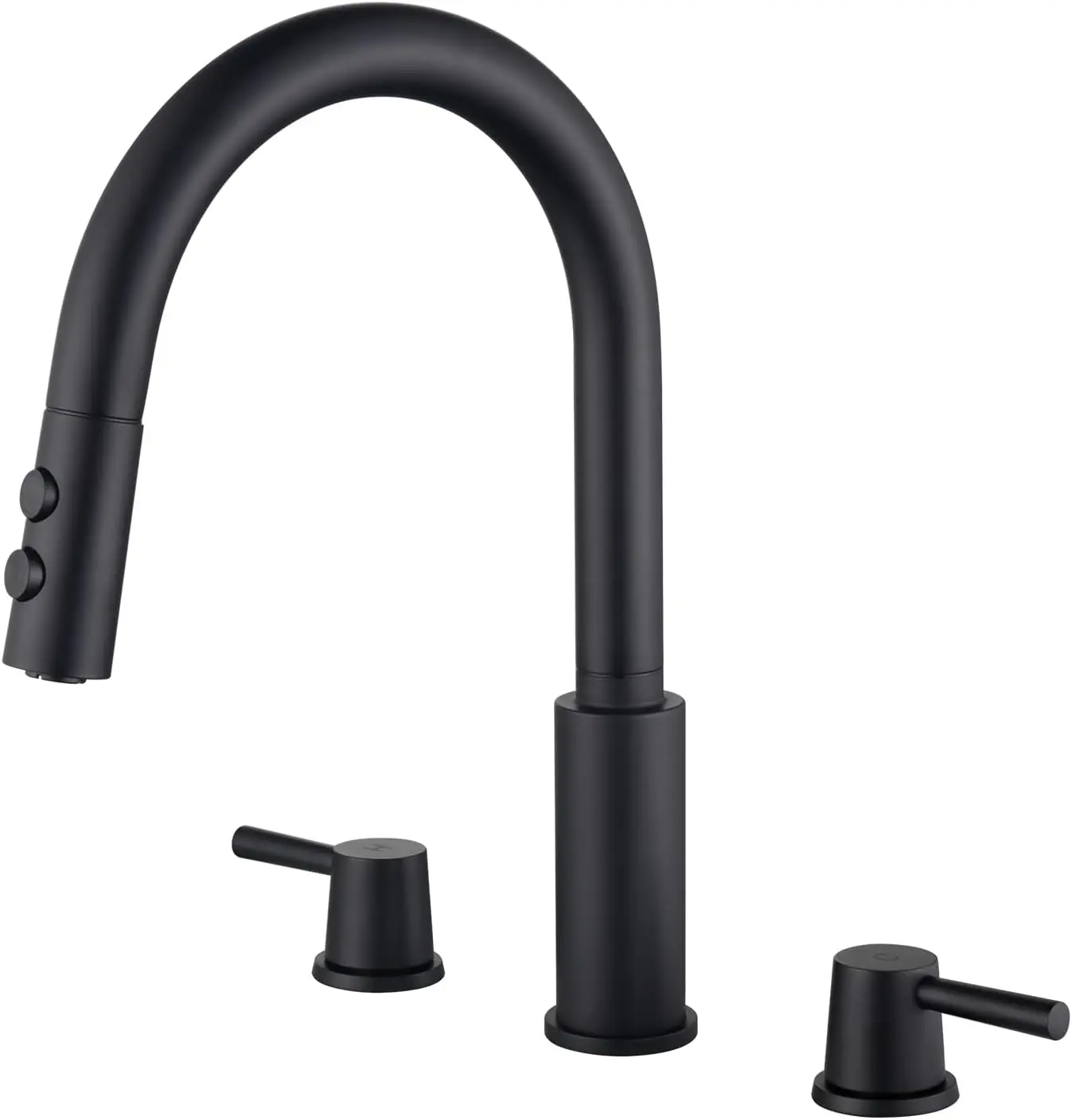 

Матовый черный выдвижной кухонный смеситель с 2 ручками, 3 отверстия, нержавеющая сталь, RB1064