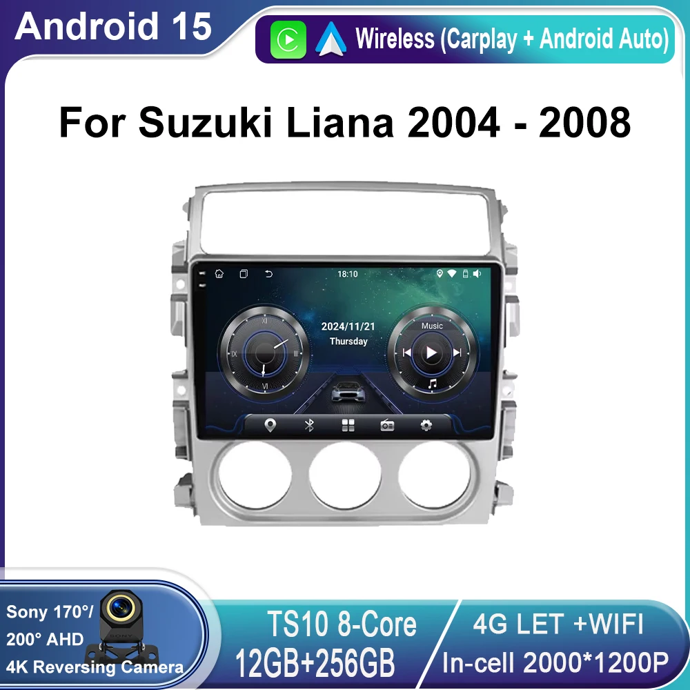 For Suzuki Liana 2004 - 2008 Android Car Radio Multimedia Player GPS Navigation Carplay QLED Screen Autoraido 4G WIFI No 2 Din
