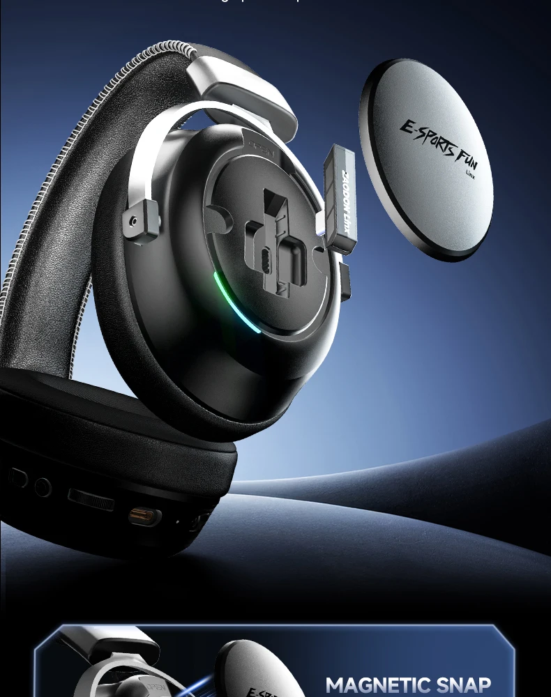 Neuer kabelloser Gaming-Kopfhörer, Bluetooth 6.0, 53-mm-Titan-Treiber, 7.1 Virtual Surround Sound, 15 ms Zero-Latency, für PC/PS5/Mobile – Detail 19