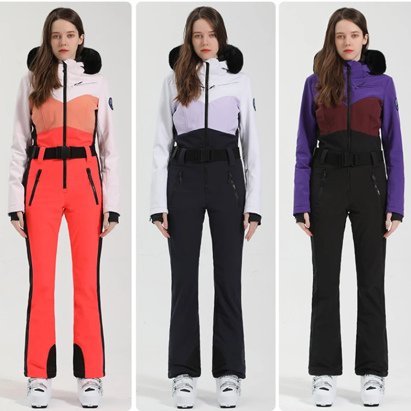 New Winter Skiing Suit 2025 Women Slim Fit Ski Overalls Female Snowboard Clothes Outdoor Sport Pro Warm Windproof Snow Jumpsuit