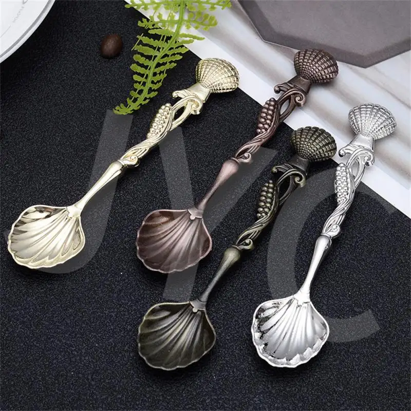 Coffee Spoon Ice Cream Dessert Spoon Arabic Style Zinc Alloy Coffee Tea Mixing Spoon Kitchen Gadgets Tableware Spoon