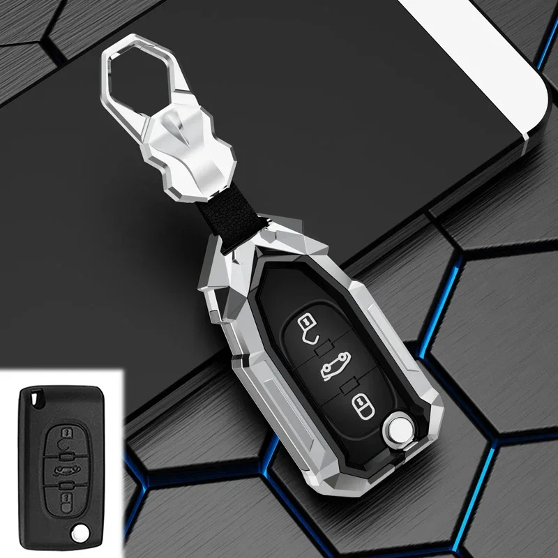 Zinc Alloy Car Flip Key Case Cover Shell Fob For Peugeot 107 207 307 308 407 607 3008 5008 For Citroen Xsara Picasso C5 C6 C8