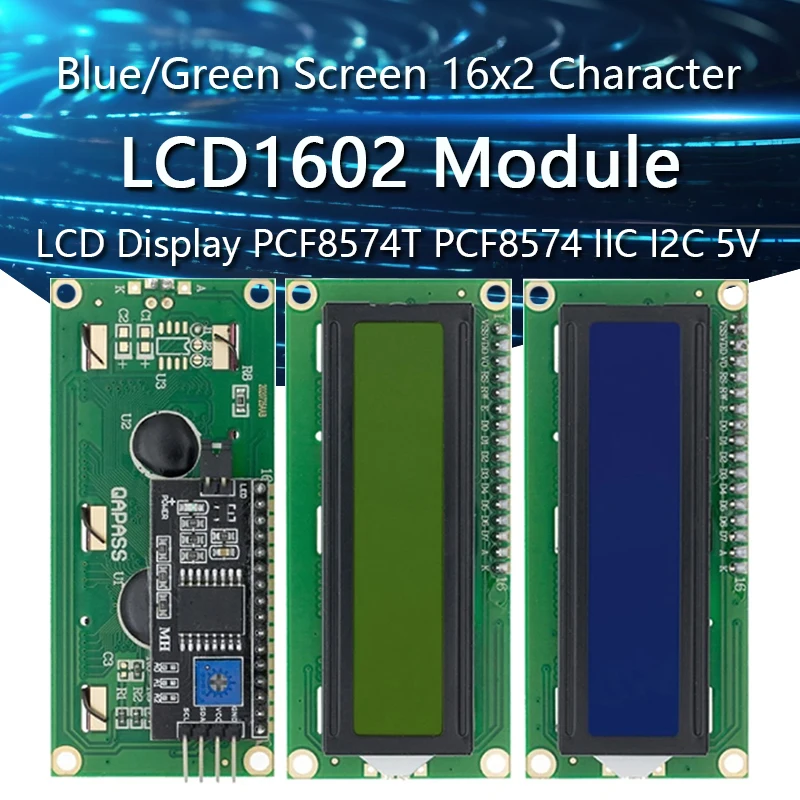 

LCD1602 1602 LCD Module Blue / Yellow Green Screen 16x2 Character LCD Display PCF8574T PCF8574 IIC I2C Interface 5V for Arduino