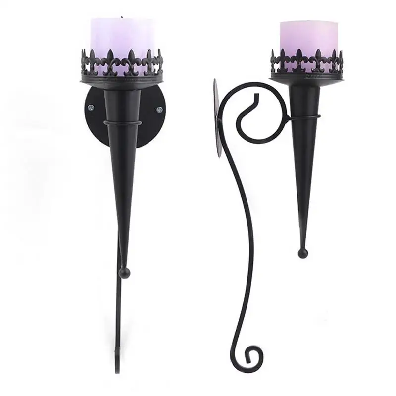 

Wall Mounted Candle Holder Metal Holders Wall Iron Art Candlestick Torch Pillar Stand Multi-Purpose Decorative Torch Candle