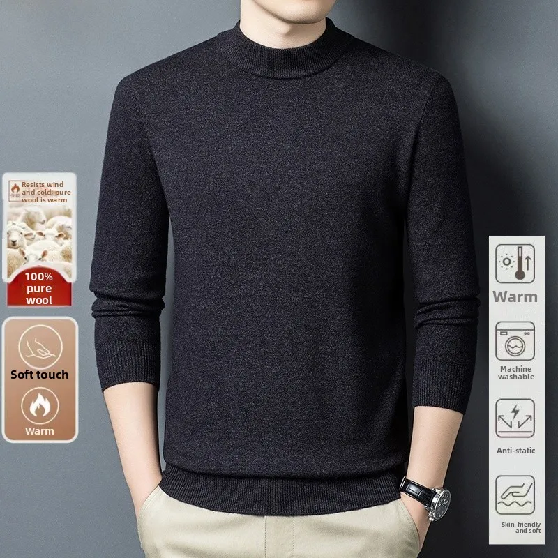 

Мужской вязаный свитер Pierre Cardin Thiened Long Sve Crew Ne, однотонный теплый базовый слой, повседневный шерстяной топ